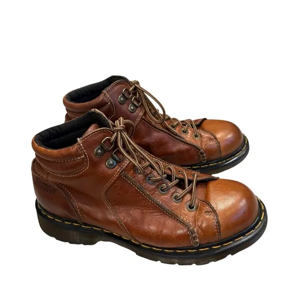 Vtg Dr Martens Made in England 8A54 Brown Leather Oxford Lace Up Hiking Shoes