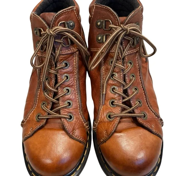 Vtg Dr Martens Made in England 8A54 Brown Leather Oxford Lace Up Hiking Shoes