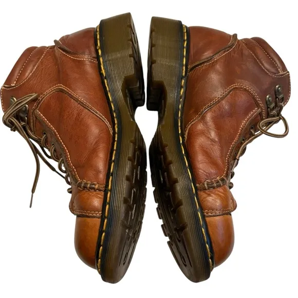 Vtg Dr Martens Made in England 8A54 Brown Leather Oxford Lace Up Hiking Shoes