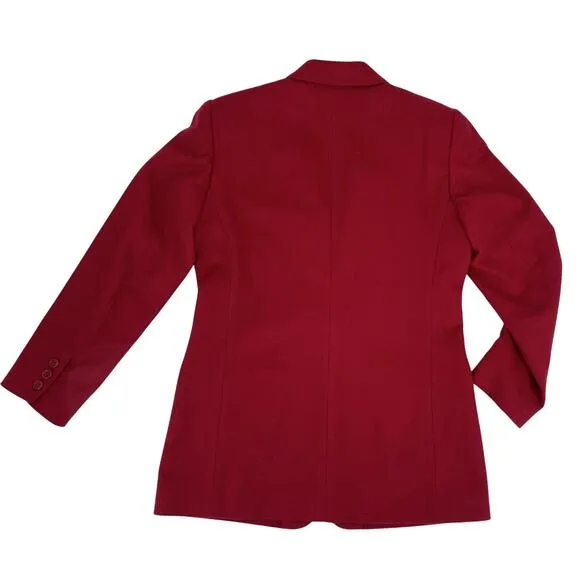 VTG Lands’ End Women’s Wool Cashmere Blazer Jacket Size 8 Petite Red Lined EUC