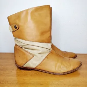 VTG Leather Slouchy Cowboy Boots Peter Pan Pull On Shoes Western Casual SZ 12N