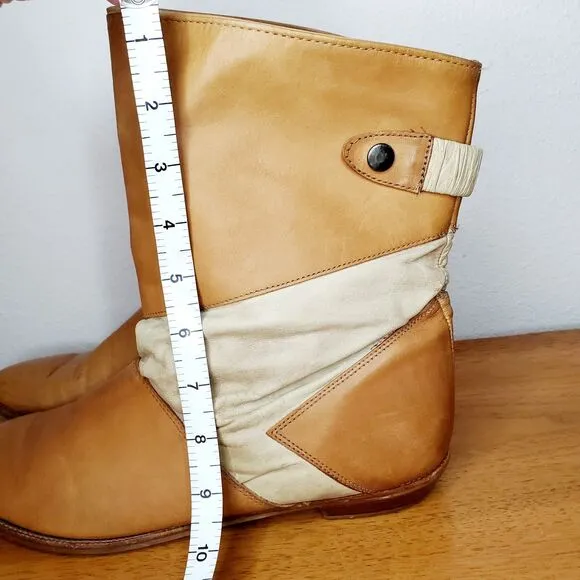 VTG Leather Slouchy Cowboy Boots Peter Pan Pull On Shoes Western Casual SZ 12N