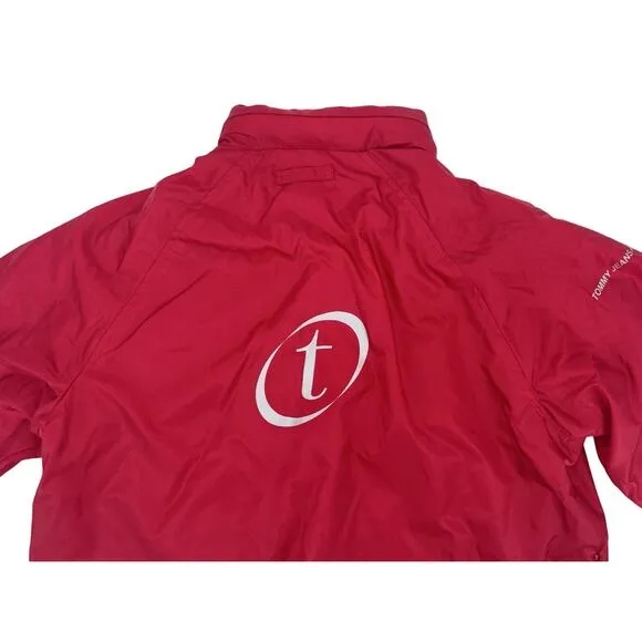 VTG Women’s Tommy Jeans Windbreaker Medium Red Hidden Hood 90’s Y2K Streetwear