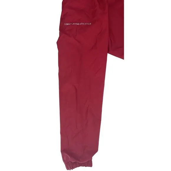 VTG Women’s Tommy Jeans Windbreaker Medium Red Hidden Hood 90’s Y2K Streetwear