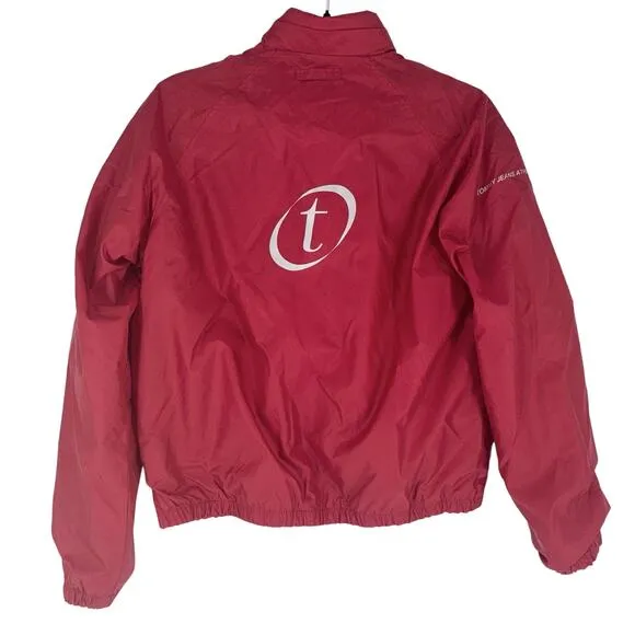 VTG Women’s Tommy Jeans Windbreaker Medium Red Hidden Hood 90’s Y2K Streetwear