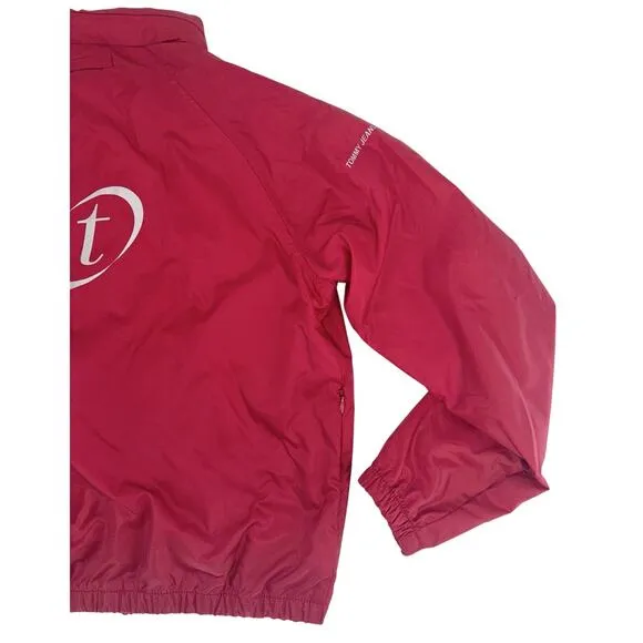 VTG Women’s Tommy Jeans Windbreaker Medium Red Hidden Hood 90’s Y2K Streetwear
