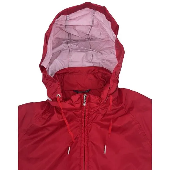 VTG Women’s Tommy Jeans Windbreaker Medium Red Hidden Hood 90’s Y2K Streetwear