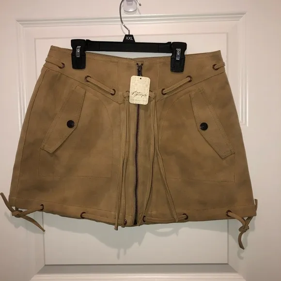 We The Free by Free People Vegan Suede Sierra Mini Western Cowboy Skirt sz 4