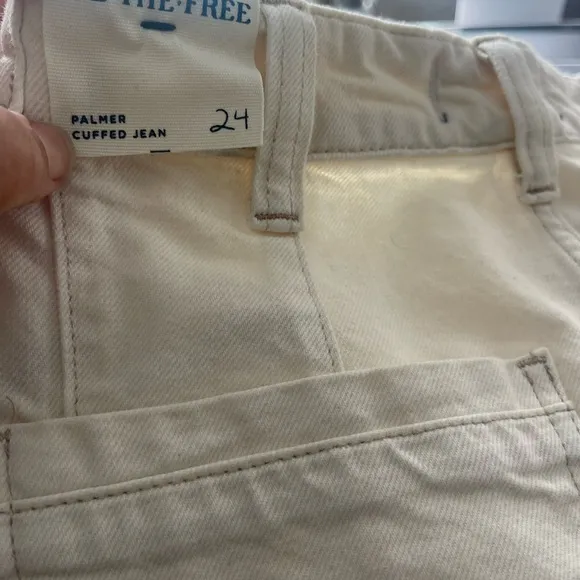 WE THE FREE FREE PEOPLE PALMER CUFFED JEANS IN EGGSHELL NEW Size 24