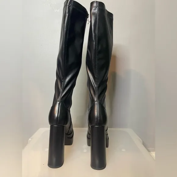 wetkiss Stacked Platform Knee High Boots for Women With High Chunky Heel Gogo 8