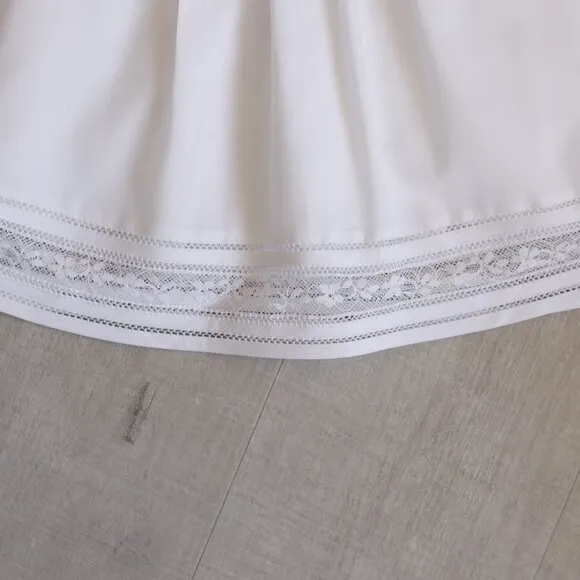 White Heirloom Dress &amp; Bonnet Set Flutter Sleeve Lace Inlay Boutique 6 Month NWT