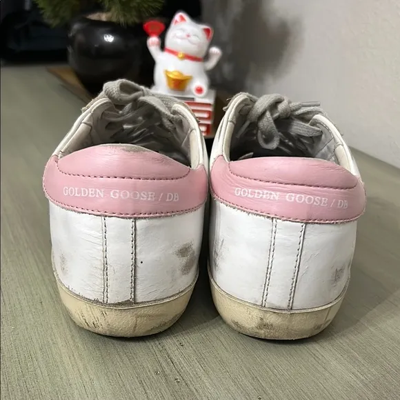 White Sneakers with Pink and Burgundy Accents