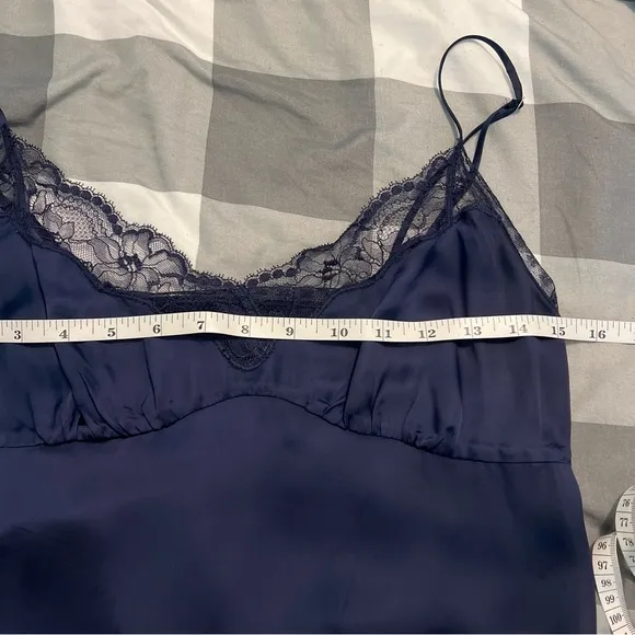 Wilfred Ophelia Navy Lace Trim Midi Length Slip Dress 20s Dark Romance sz Small