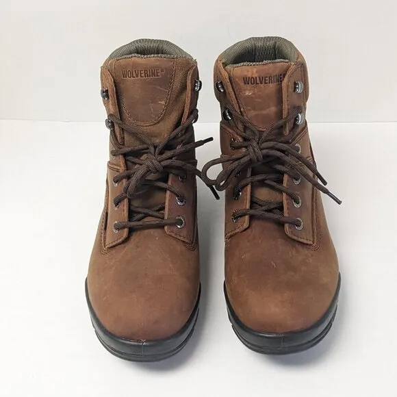 Wolverine DuraShocks Slip Resistant Work Boots, Brown Leather, Men's 12 M