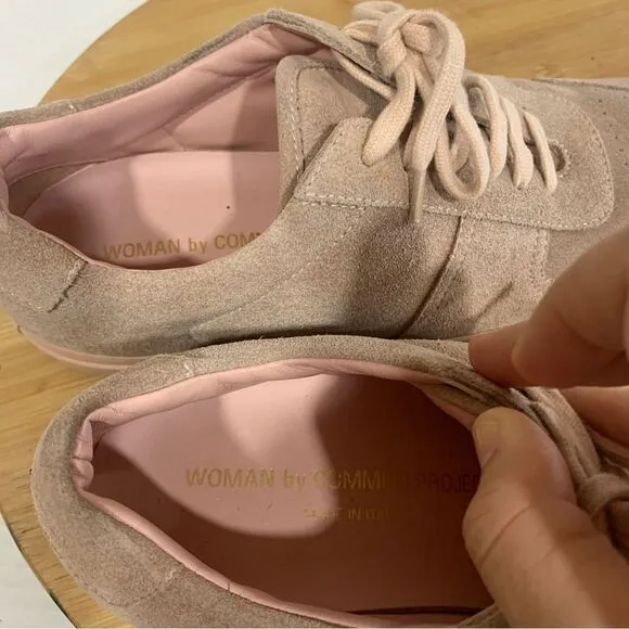 Woman By Common Projects Women’s 38 IT Blush Pink Lace Up Sneakers Shoes Low Top