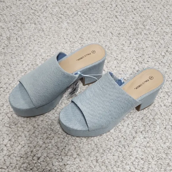 Women's Denim Platform Mules