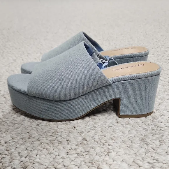 Women's Denim Platform Mules