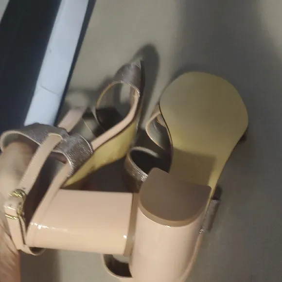Women's Gold and Cream Heeled Sandals