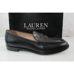 Women's LAUREN Ralph Lauren Wynnie Burnished Leather Penny Loafer Black