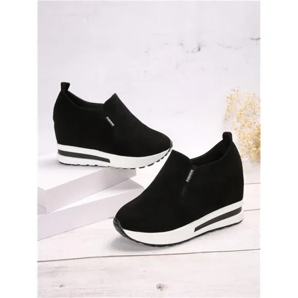Women's Slip-On Sneakers, Outdoor Fashion Increased Height Thick Sole Flat Shoes