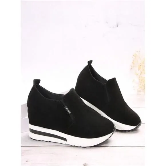 Women's Slip-On Sneakers, Outdoor Fashion Increased Height Thick Sole Flat Shoes