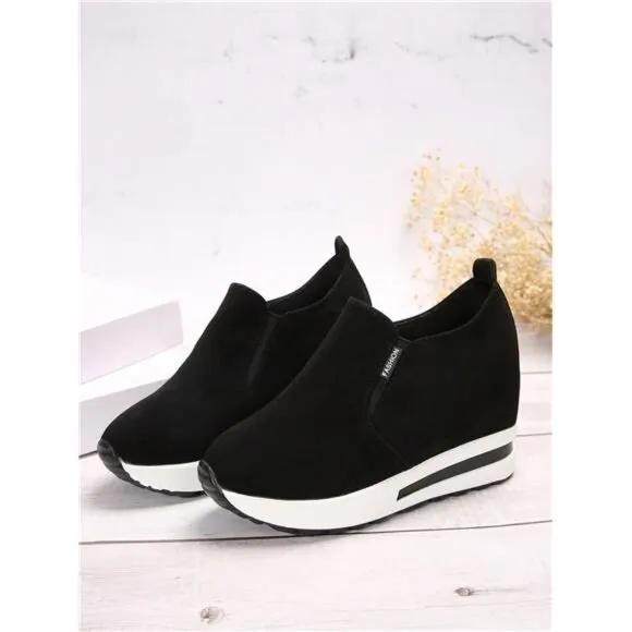 Women's Slip-On Sneakers, Outdoor Fashion Increased Height Thick Sole Flat Shoes