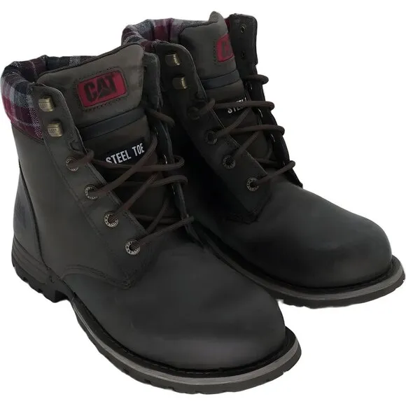Women's Steel Toe Construction Boots by Cat Footwear - Bark, Size 10