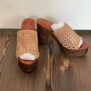 Women's Tan Woven Platform Sandals
