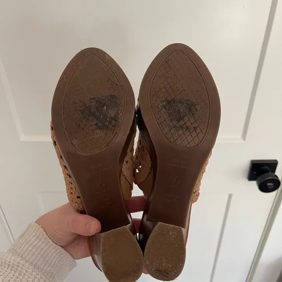 Women's Tan Woven Platform Sandals