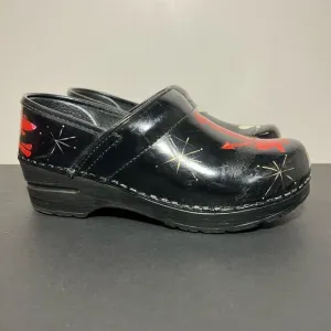 Womens 1 of 1 SANITA Leather Custom Hand Painted Slip On Clogs / Size 5.5-6