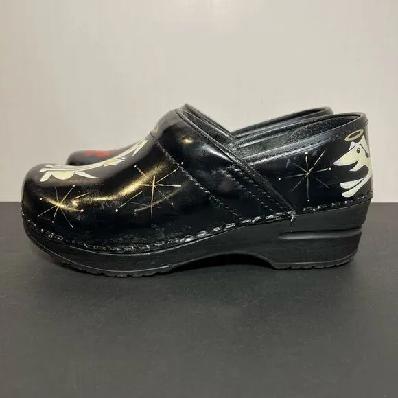 Womens 1 of 1 SANITA Leather Custom Hand Painted Slip On Clogs / Size 5.5-6