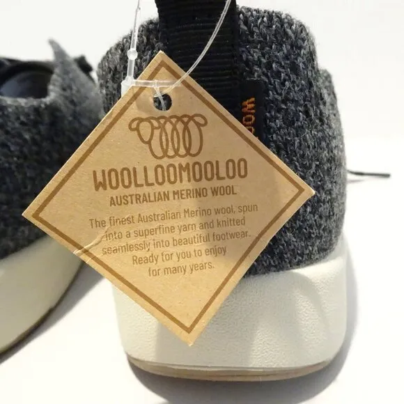 WOOLLOOMOOLOO Darwin Gray Wool Lace Up Sneakers Shoes Size 36 EU 7 US NEW