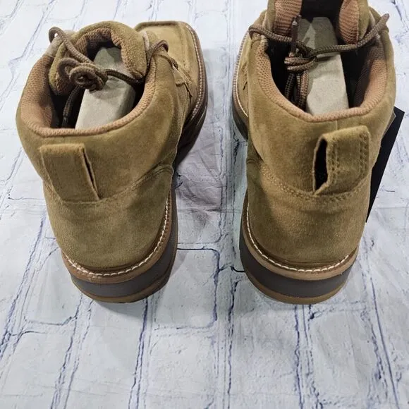 Wrangler MENS SZ 11 W Boots Leather Lace 4&quot; Square Sand KMC0009 Slip Resistant