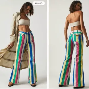 Wrangler Wanderer 622 High Rise Flares NWT Rainbow Stripe Free People Exclusive