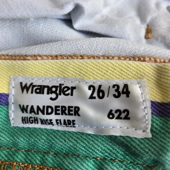 Wrangler Wanderer 622 High Rise Flares NWT Rainbow Stripe Free People Exclusive