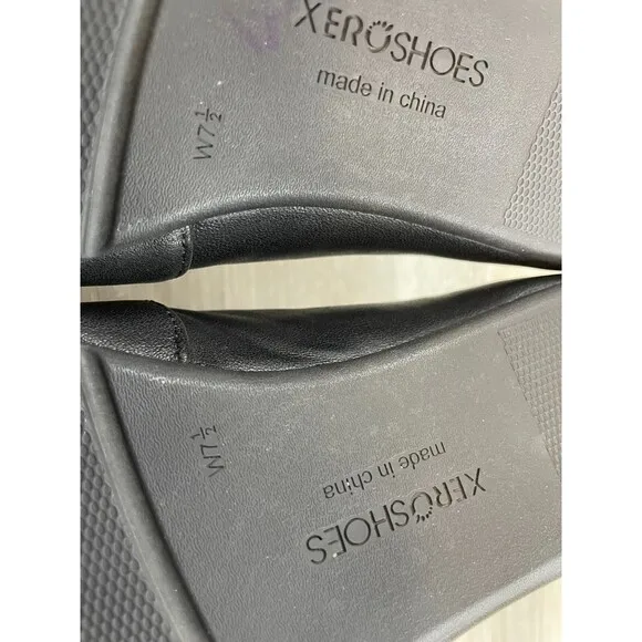Xero Shoes Phoenix Women's US 7.5 Black Leather Slip-On Round Toe Ballet Flat