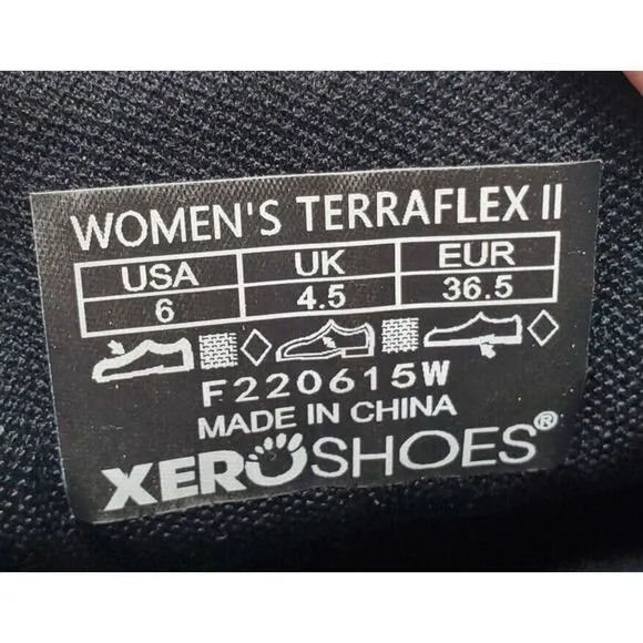 Xero Shoes Women 6 Terraflex II Black Barefoot Minimalist Running Walking Hiking