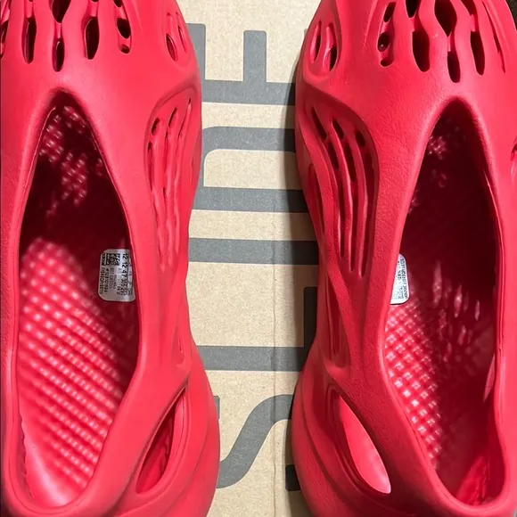 YEEZY Adidas Red Sculptural Sneakers with Foam Design