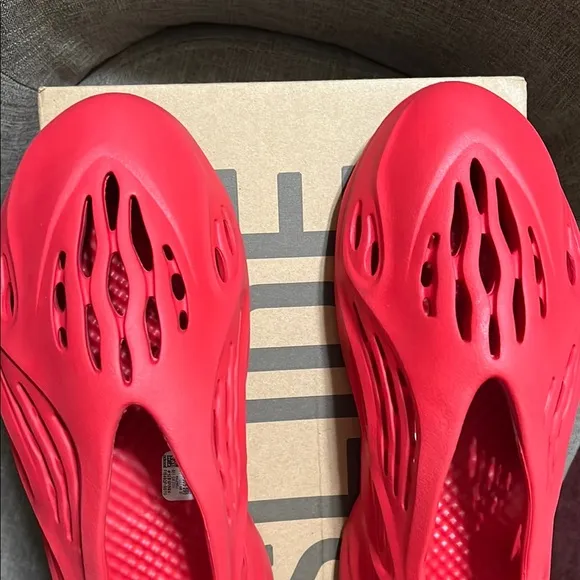 YEEZY Adidas Red Sculptural Sneakers with Foam Design