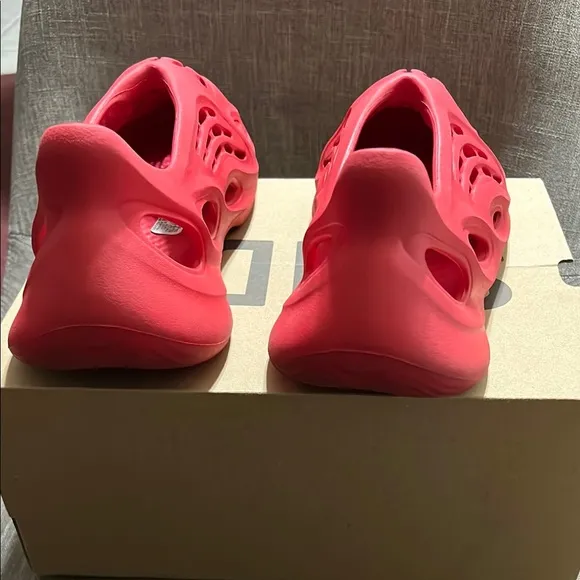 YEEZY Adidas Red Sculptural Sneakers with Foam Design