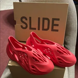 YEEZY Adidas Red Sculptural Sneakers with Foam Design