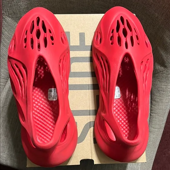 YEEZY Adidas Red Sculptural Sneakers with Foam Design