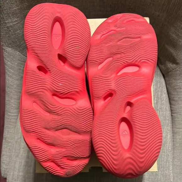 YEEZY Adidas Red Sculptural Sneakers with Foam Design