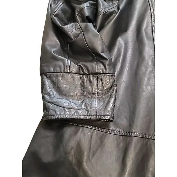 Yessica Womens Vintage Leather Jacket‎ Med 38 Snake 80s 90s Shoulder Pads Biker