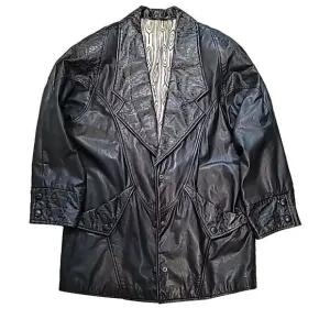 Yessica Womens Vintage Leather Jacket‎ Med 38 Snake 80s 90s Shoulder Pads Biker