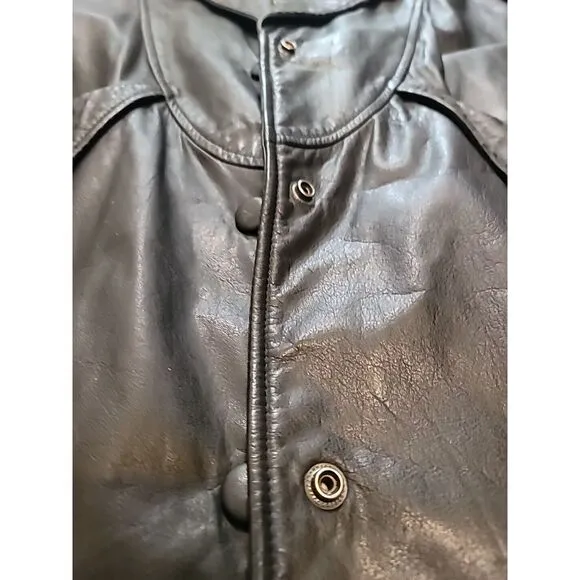 Yessica Womens Vintage Leather Jacket‎ Med 38 Snake 80s 90s Shoulder Pads Biker