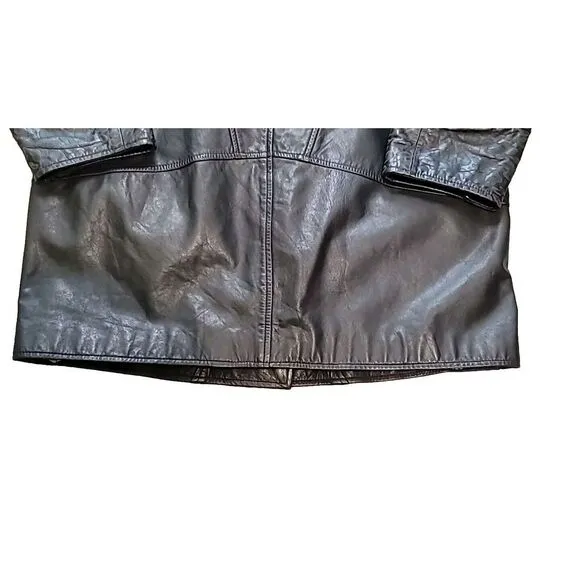 Yessica Womens Vintage Leather Jacket‎ Med 38 Snake 80s 90s Shoulder Pads Biker