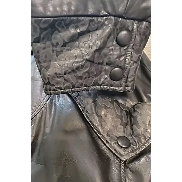 Yessica Womens Vintage Leather Jacket‎ Med 38 Snake 80s 90s Shoulder Pads Biker