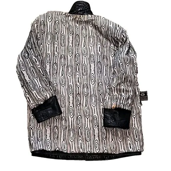 Yessica Womens Vintage Leather Jacket‎ Med 38 Snake 80s 90s Shoulder Pads Biker