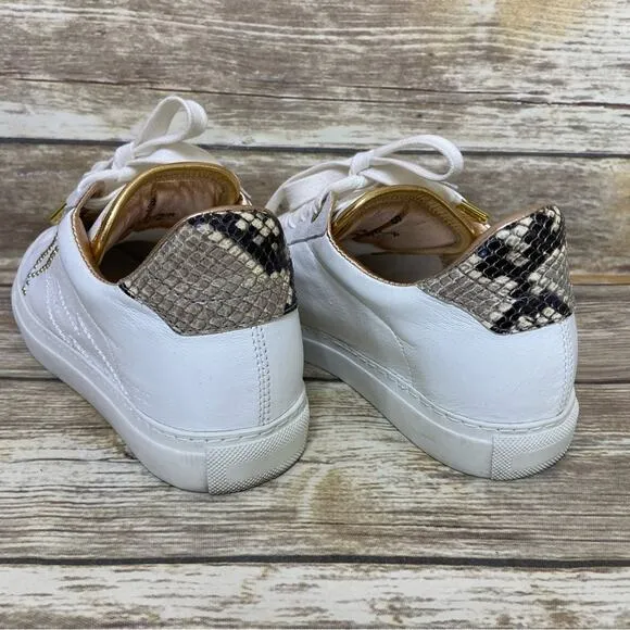 Zadig &amp; Voltaire size 6 Back Wild Sneakers in Blanc studded gold reptile detail